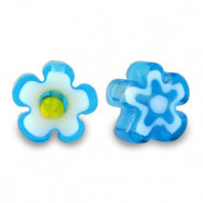 Millefiori-Perlen Blume 5-6x3mm - Azure turquoise blue